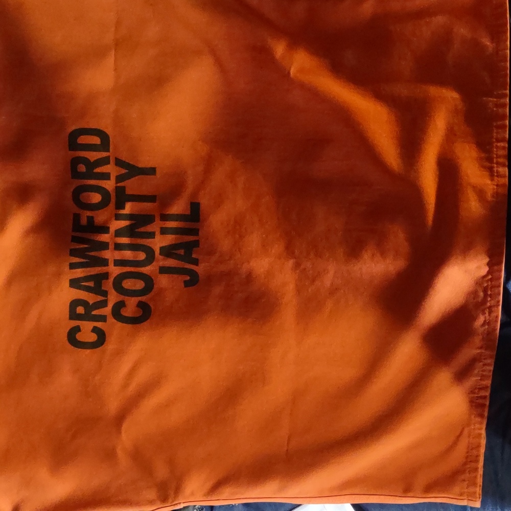 Real Crawford county jail,Bob Barker size large, mens , orange